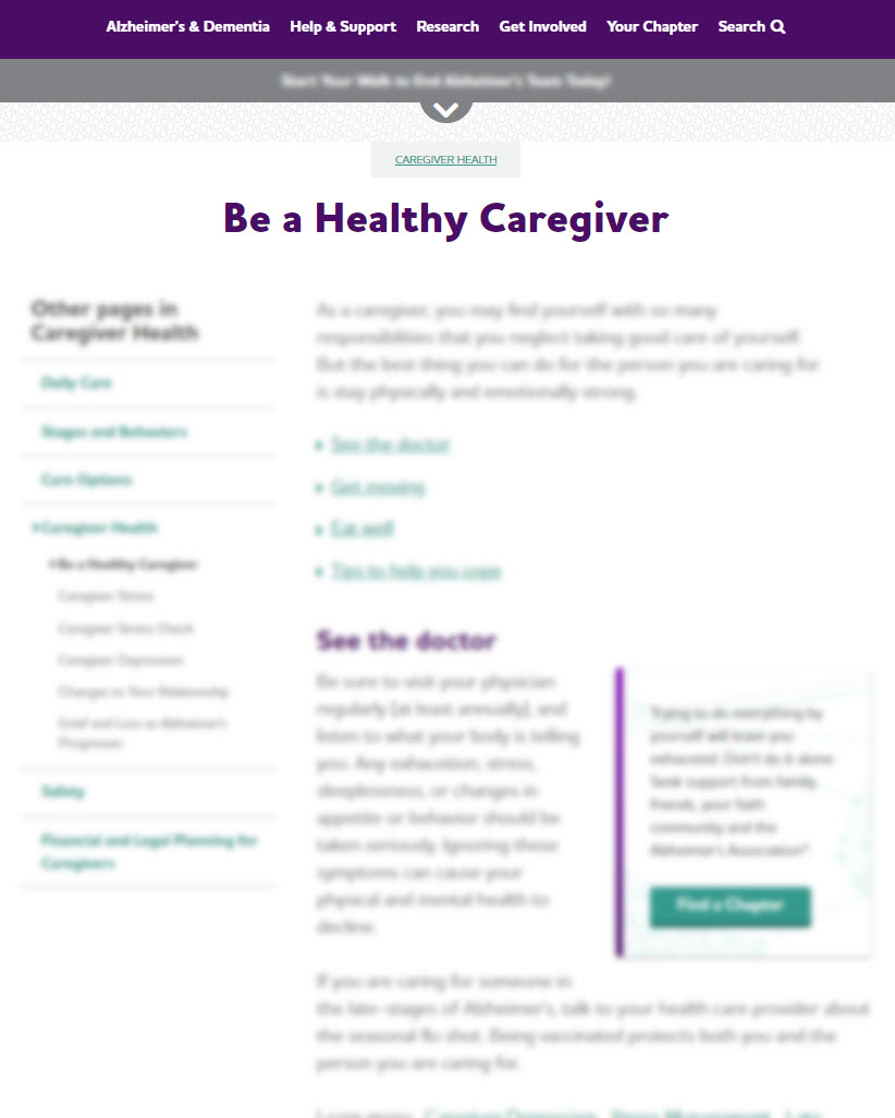 Be a Healthy Caregiver